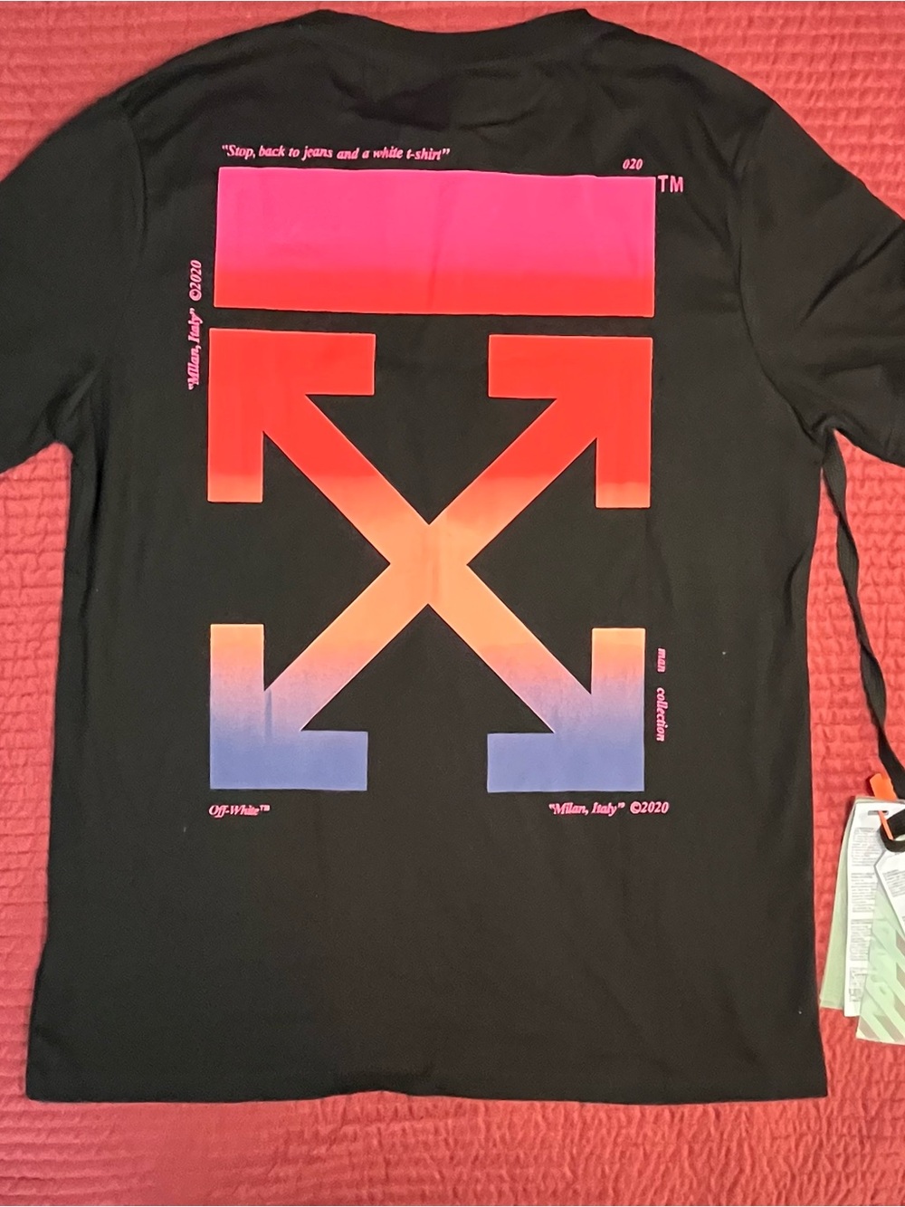 Off-White Virgil Abloh Gradient Arrows T-Shirt Black SS20 NWT Deadstock - Sz Med
